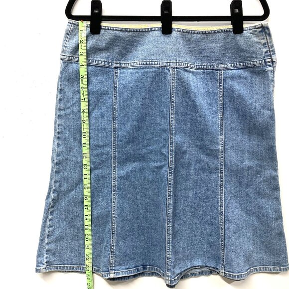 Vintage‎ Sigrid Olsen Denim Skirt, Size 12, Panels, Slight Flare, Wide Waistband - Picture 5 of 11
